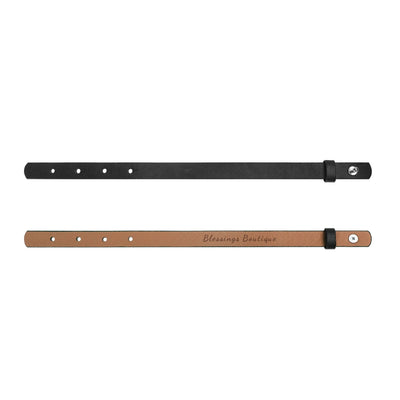 Engraved Black Leather Bracelet for Men Jewelry