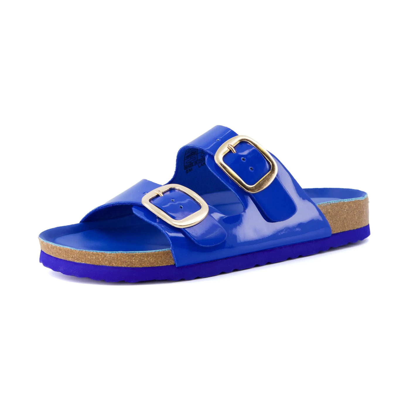CUSHIONAIRE Womens Lang Cork footbed Sandal with +Comfort Wide Widths Available Colbalt Patent 9 W