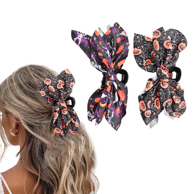 Hadutrek Bow Claw Clips Bow Hair Clips Pumpkin 2PCS Big Hair Bows for Women Butterfly Hair Clips for Styling Large Hair Clips for Thick Hair for Girls Hair Accessories for Women