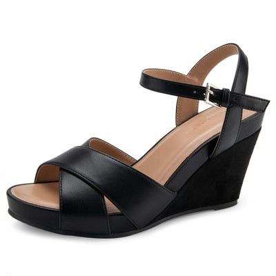 Aerosoles PASTEL Wedge Sandal Black Combo 10.5M