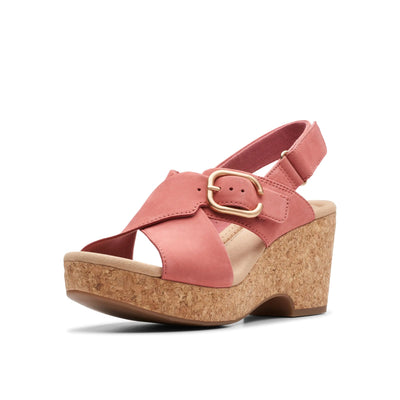 Clarks Womens Casual Wedge Sandal Blush Nubuck 9