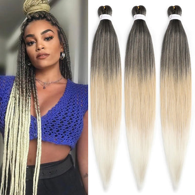 1B/27/613 Braiding Hair 22Inch Ombre Pre stretched Braiding Hair 3packs Braiding Hair EZ Braid Hair Extensions for braiding Soft Synthetic Braiding Hair Ombre for Twist Box Braids Crochet Hair
