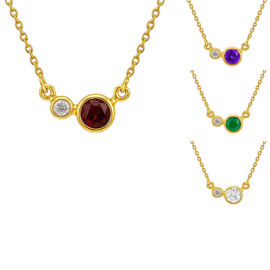18K Gold Over Brass Round Cut Gemstones Necklace Jewelry EN-1038