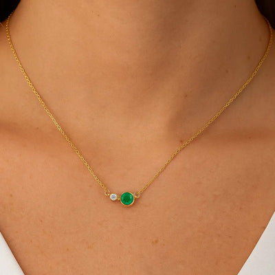 18K Gold Over Brass Round Cut Gemstones Necklace Jewelry EN-1038