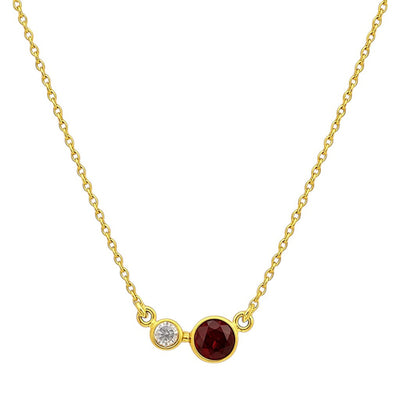 18K Gold Over Brass Round Cut Gemstones Necklace Jewelry EN-1038