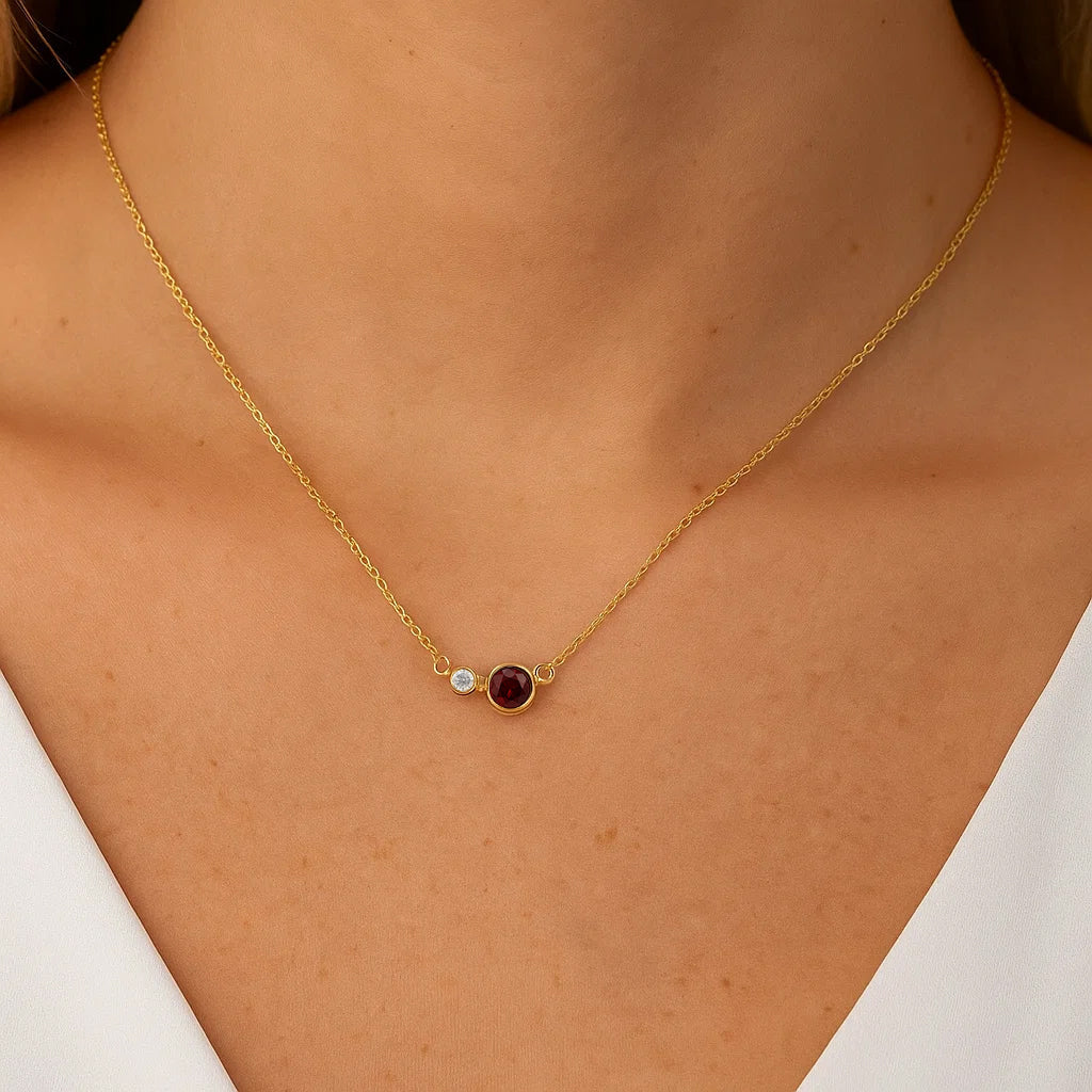 18K Gold Over Brass Round Cut Gemstones Necklace Jewelry EN-1038