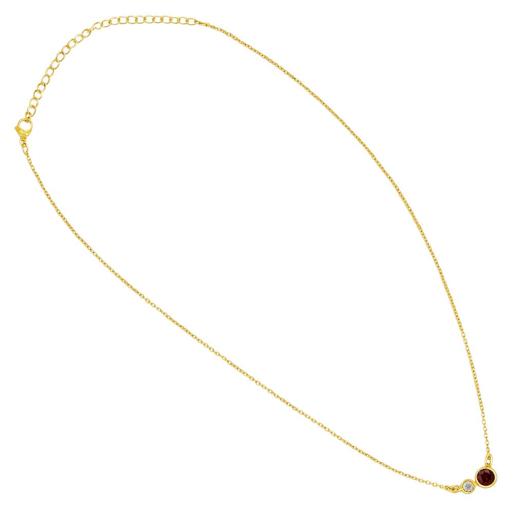 18K Gold Over Brass Round Cut Gemstones Necklace Jewelry EN-1038