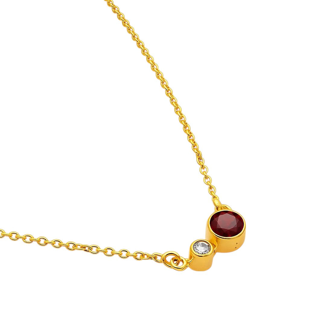 18K Gold Over Brass Round Cut Gemstones Necklace Jewelry EN-1038