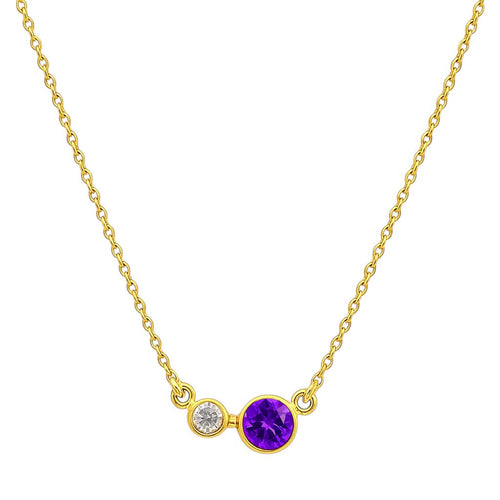 18K Gold Over Brass Round Cut Gemstones Necklace Jewelry EN-1038