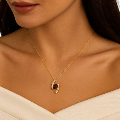 18K Gold Over Brass Oval Cut Gemstones Necklace Jewelry EN-1037