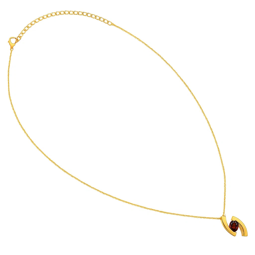 18K Gold Over Brass Oval Cut Gemstones Necklace Jewelry EN-1037