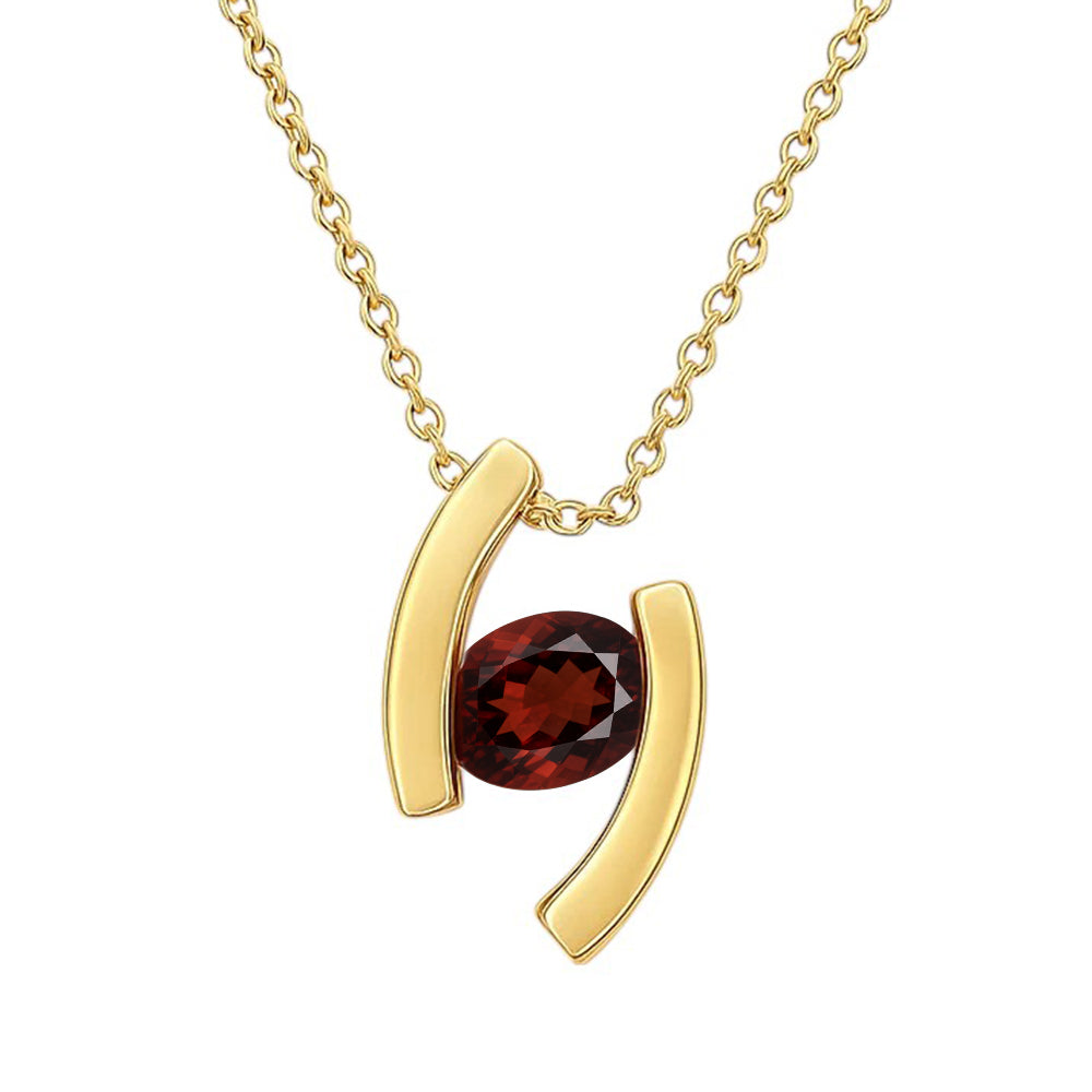 18K Gold Over Brass Oval Cut Gemstones Necklace Jewelry EN-1037