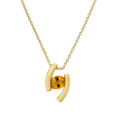 18K Gold Over Brass Oval Cut Gemstones Necklace Jewelry EN-1037