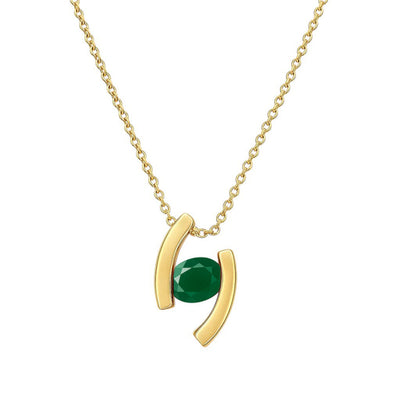 18K Gold Over Brass Oval Cut Gemstones Necklace Jewelry EN-1037