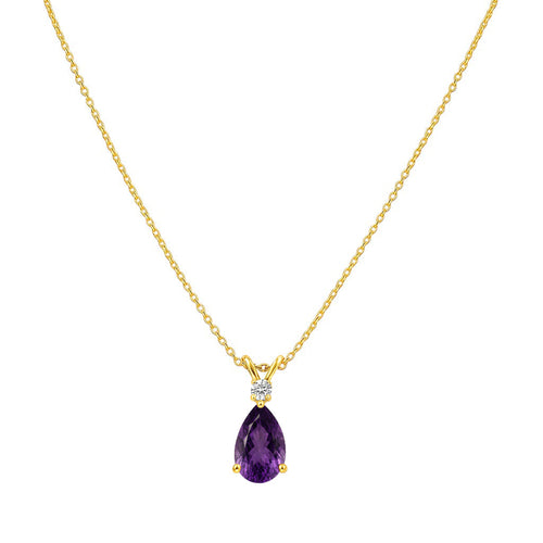 18K Gold Over Brass Pear Cut Gemstones Necklace Jewelry EN-1040