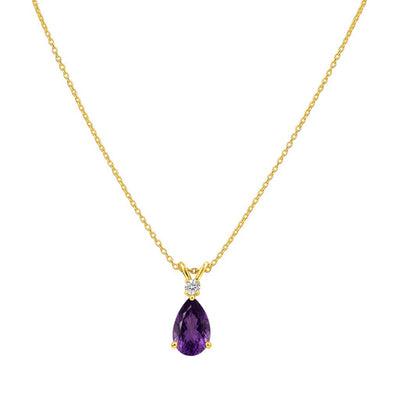 18K Gold Over Brass Pear Cut Gemstones Necklace Jewelry EN-1040