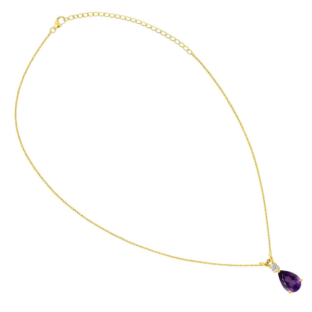 18K Gold Over Brass Pear Cut Gemstones Necklace Jewelry EN-1040