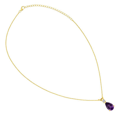 18K Gold Over Brass Pear Cut Gemstones Necklace Jewelry EN-1040