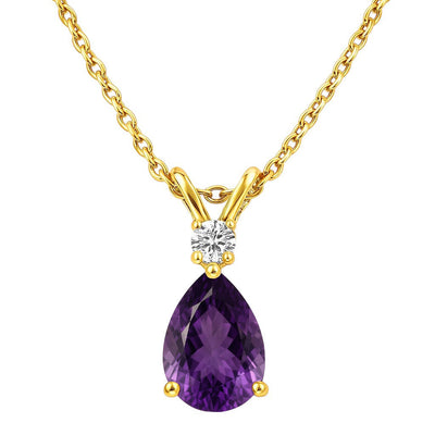 18K Gold Over Brass Pear Cut Gemstones Necklace Jewelry EN-1040
