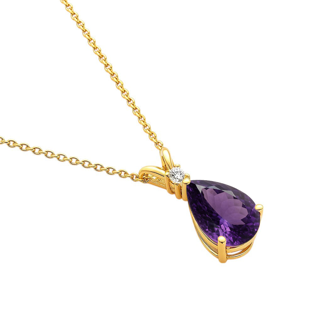 18K Gold Over Brass Pear Cut Gemstones Necklace Jewelry EN-1040