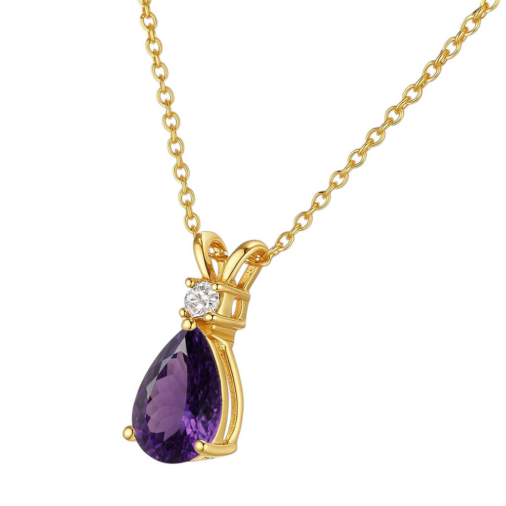 18K Gold Over Brass Pear Cut Gemstones Necklace Jewelry EN-1040