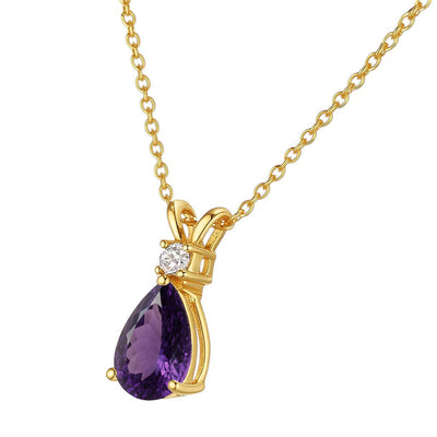 18K Gold Over Brass Pear Cut Gemstones Necklace Jewelry EN-1040