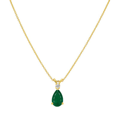 18K Gold Over Brass Pear Cut Gemstones Necklace Jewelry EN-1040