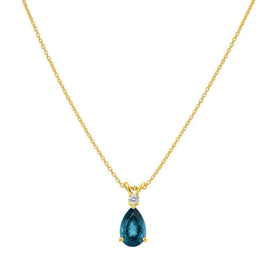 18K Gold Over Brass Pear Cut Gemstones Necklace Jewelry EN-1040