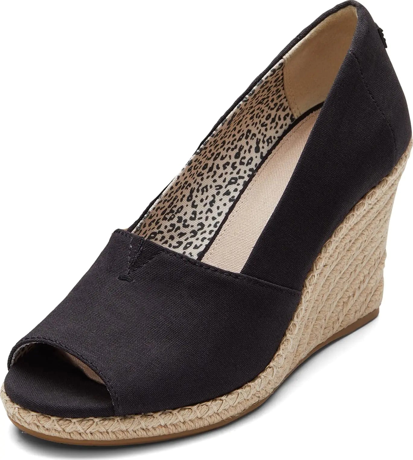 TOMS Womens Michelle Wedge Sandal Black Canvas 5