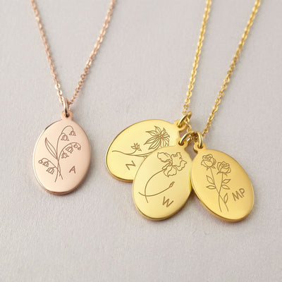 Birth Flower Necklace For Mom, Mother Jewelry, Mom Necklace Flowers