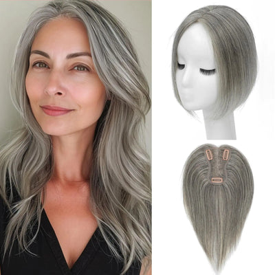 Human Hair Toppers for Women Real Human Hair Toppers for Thinning Hair Pieces for Women Handmade Swiss Base Human Hair Toppers No Bangs Top Hair Extensions Hair Pieces with Thinning Hair 10Inch