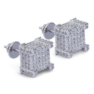 Mens Hip Hop Stud Earrings Jewelry Fashion Gold Silver Zircon Diamond