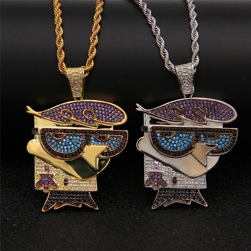 Cartoon Bird Pendant Neckalce For Men Ice Out Bling CZ Hiphop Jewelry