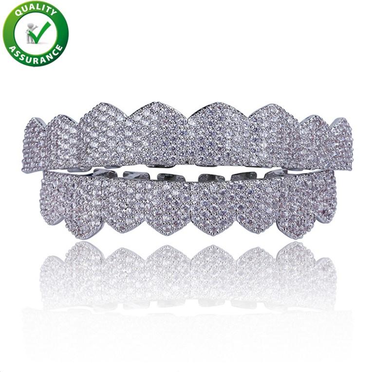 Hip Hop Jewelry Mens Diamond Grillz Teeth Pandora Style Charms Gold