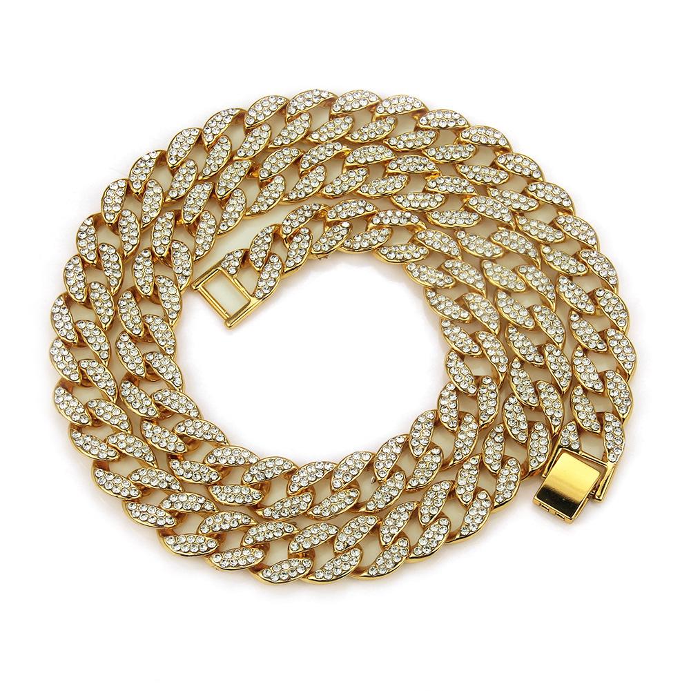 Iced Out Hip hop Necklace Men Hip Hop Rapper Jewelry Gold Silver Cuban