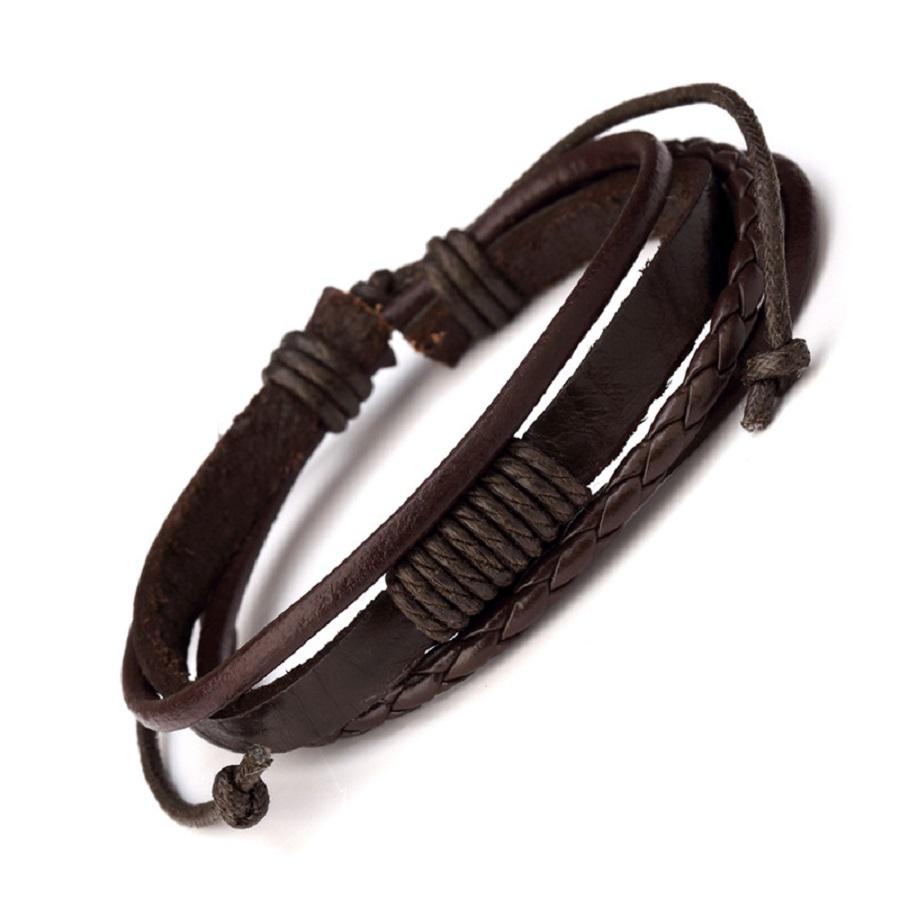 Fashion Mens Leather Charm Bracelets Handmade Design Hip Hop Jewelry