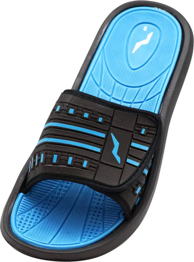 NORTY - Mens Fashion Beach Pool Casual Adjustable Strap Slide Sandal Blue Black 41170-11D(M) US