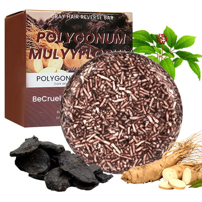 Hair Darkening Shampoo Bar for Gray Hair Organic Gray Reverse Hair Blackening Shampoo Bar (Polygonum Multiflorum for Grey Hair)
